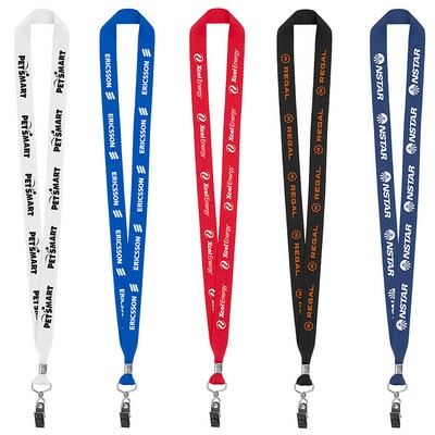 3/4" Eco Friendly rPET Lanyard w/ Bulldog Clip